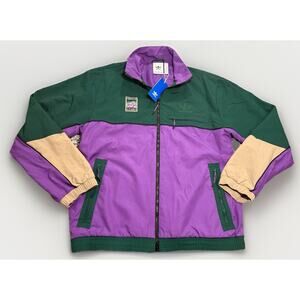 NWT Adidas Jacket Sz M Purple Colorblock Zip Windbreaker Adiplore Retro Hiking